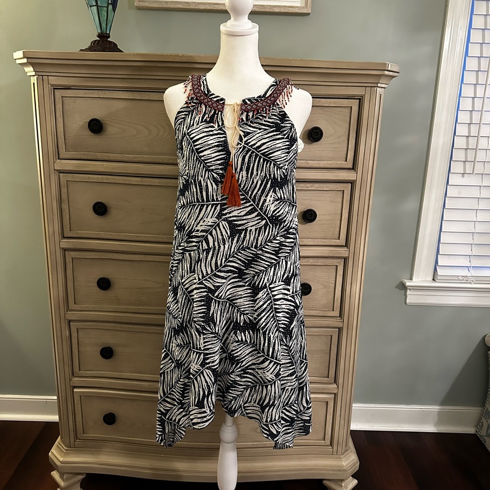 THML Black and White Halter Sundress Mini